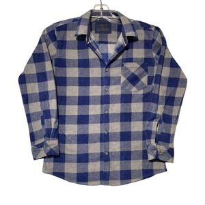 Nomad Big Boy Blue Grey Buffalo Plaid Fleece Flannel Shirt Kids Size Medium M 12